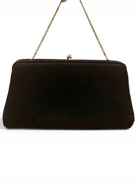 Harry Levine HL USA Vintage Black Clutch with Gold Chain Strap